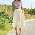 Midi skirts with a sweater, shirt or blouse