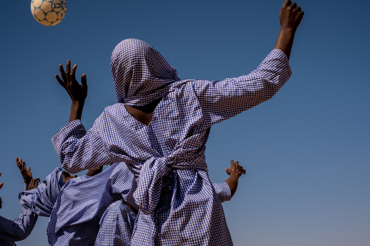 female genital mutilation, Children play with a ball during a recess at a UNICEF nigeria borno school schoolchildren nigeria