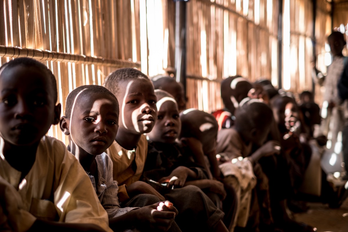 Children play with a ball during a recess at a UNICEF nigeria borno school schoolchildren nigeria