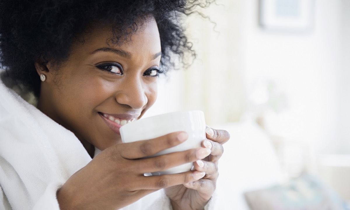 woman brain power coffee