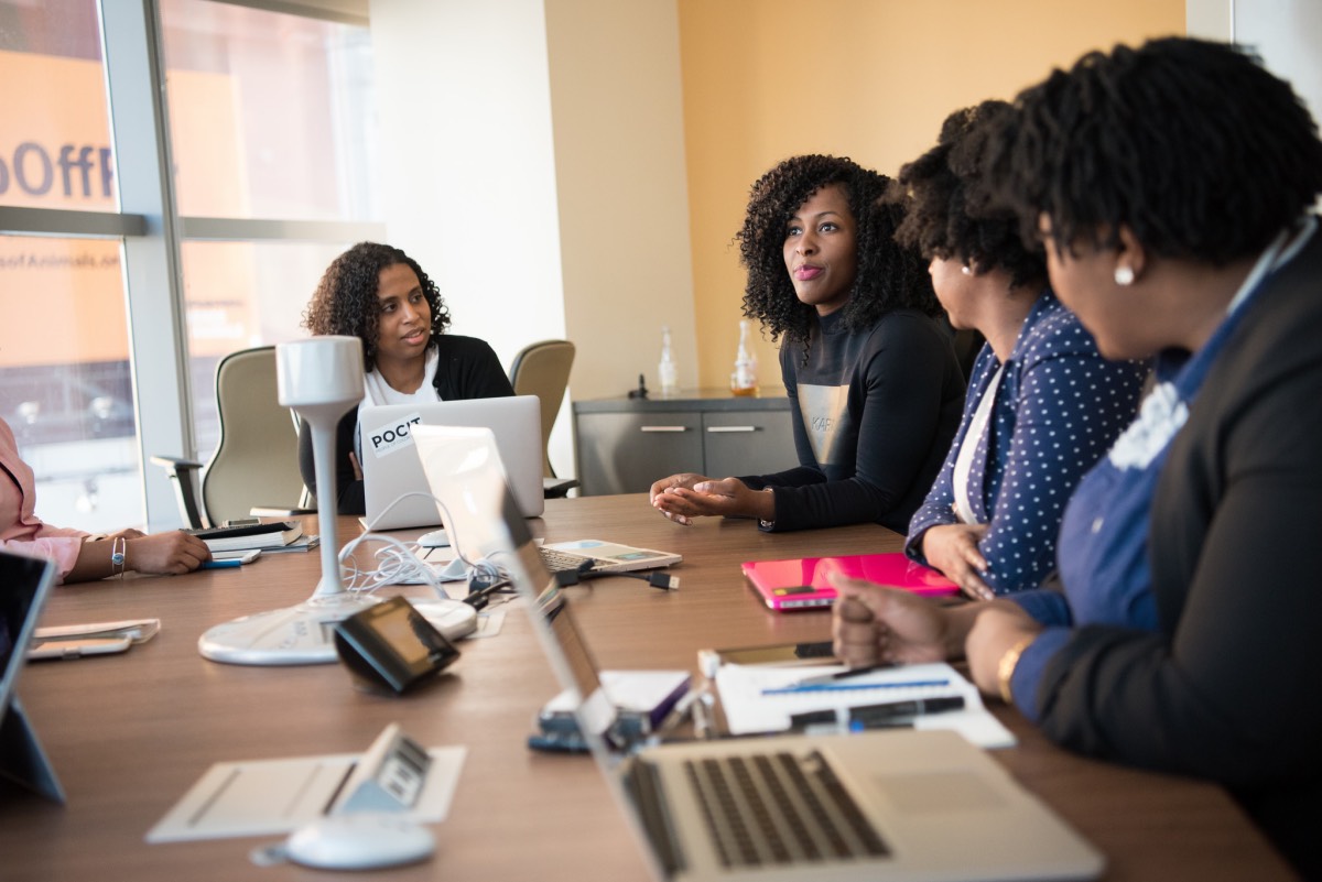 women woman laptop office tech meeting boardroom