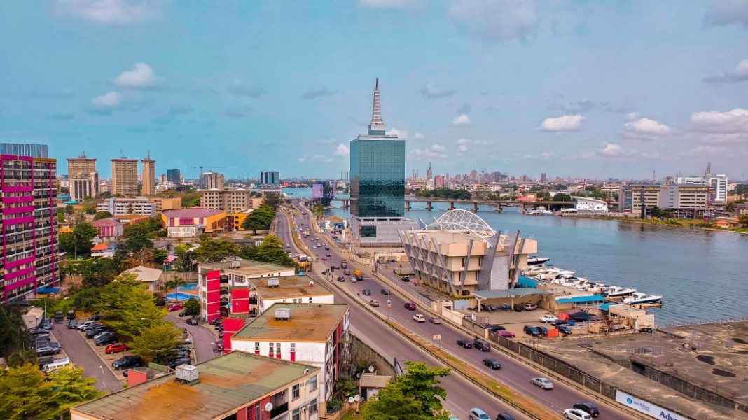 cities Aerial view of Ozumba Mbadiwe Street, Victoria Island, Lagos Nigeria