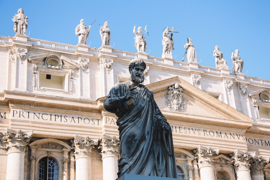 Sculpture in front of St. Peter's Basilica in Vatican