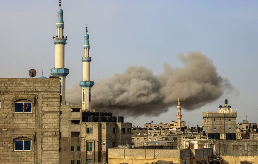 Smoke billows after an Israeli strike in Rafah, southern Gaza, on Wednesday. (Said Khatib/AFP/Getty Images)