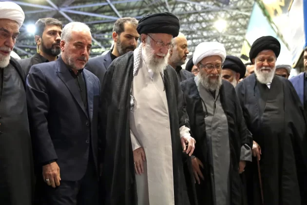 Supreme Leader Ayatollah Ali Khamenei leads a funeral prayer for late President Ebrahim Raisi and other officials killed in the helicopter crash [Handout/Iranian Leader Press Office/Anadolu via Getty Images]