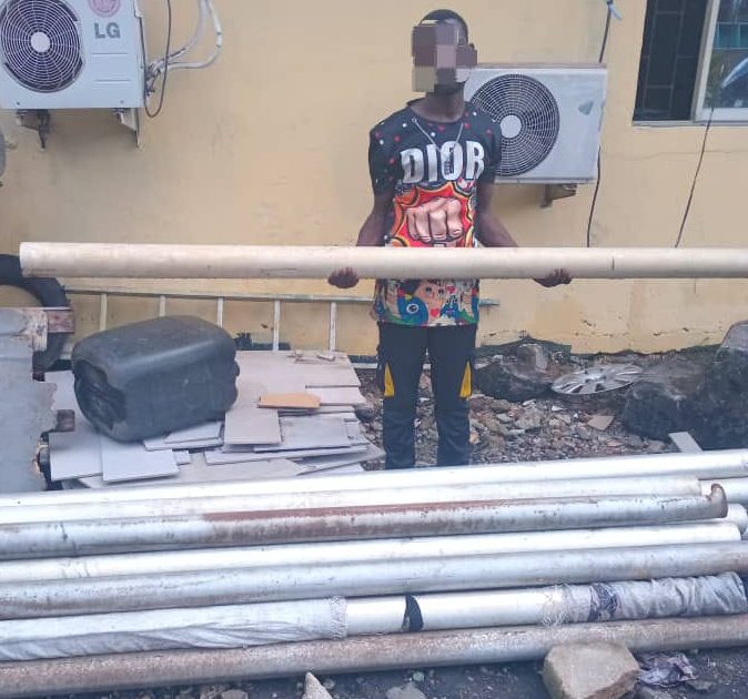 Third Mainland Bridge vandalism suspect, Yakubu Yusuf, arrested in Lagos. | Lagos Police Command Handout