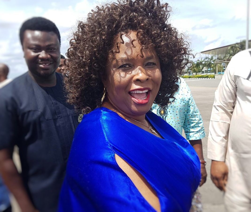 Dame Patience Jonathan pictured at Port Harcourt International Airport on Sunday, October 2, 2016 | The Trent