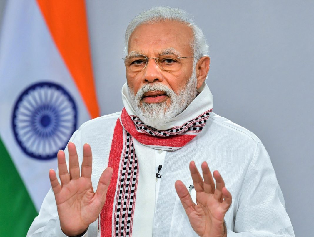 Bomb Threats, Prime Minister Narendra Modi addresses the nation on Covid-19 via a video link, in New Delhi, Tuesday, April 14, 2020. PTI