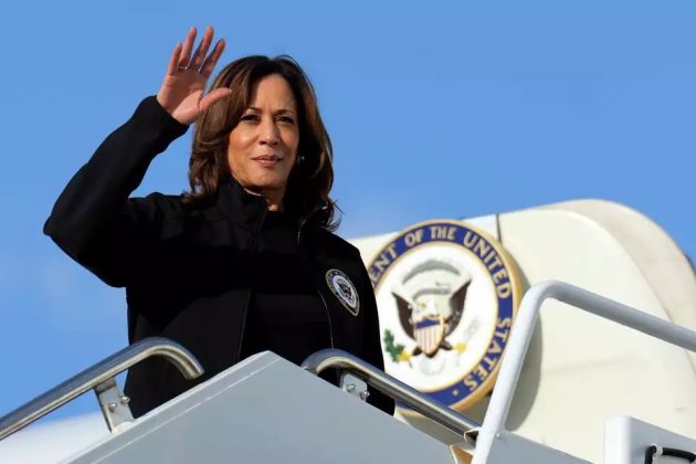 Democratic presidential nominee Vice President Kamala Harris boards Air Force Two at Augusta Regional Airport in Augusta, Ga., Wednesday, Oct. 2, 2024, en route to Washington, after visiting the area impacted by Hurricane Helene. Carolyn Kaster/AP