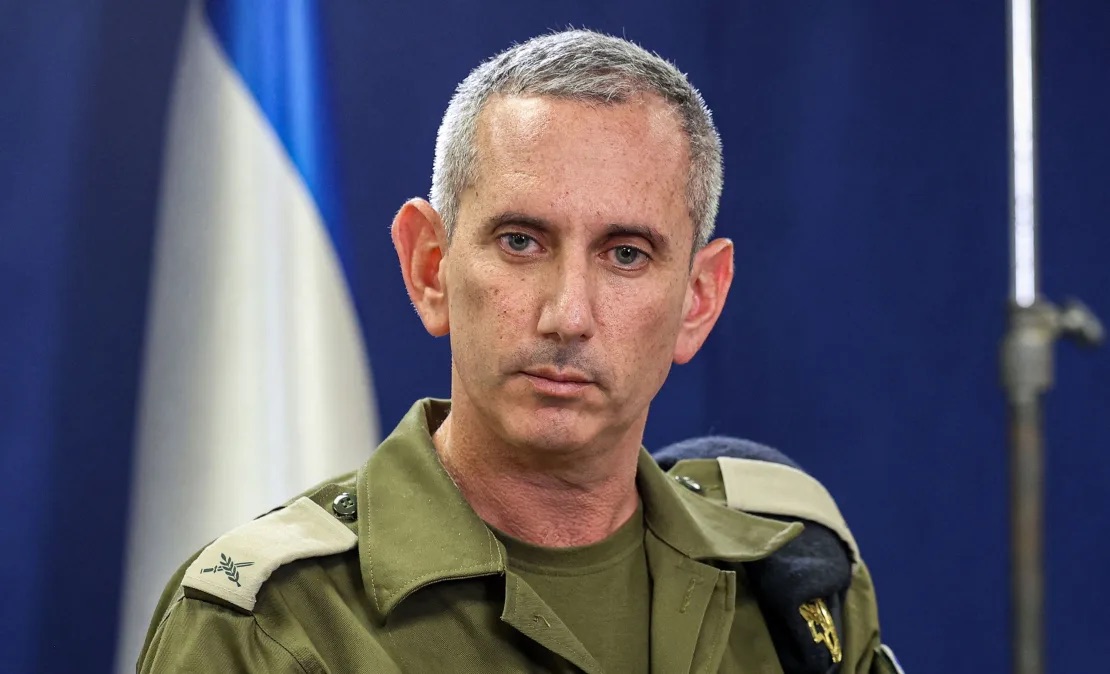 IDF spokesperson Daniel Hagari speaks to the press in Tel Aviv last month. | Gil Cohen-Magen/AFP/Getty Images/File