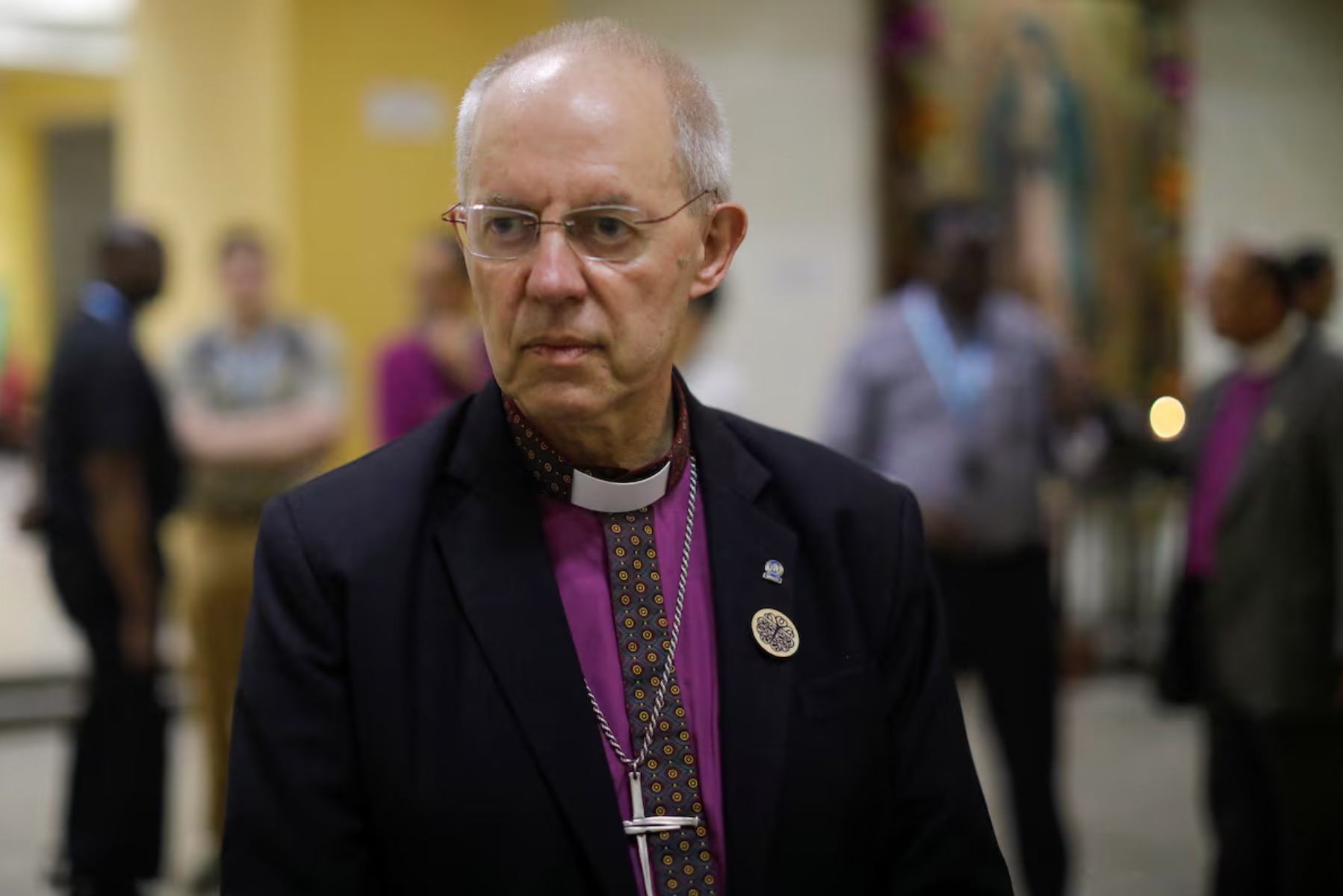  Archbishop of Canterbury Justin Welby looks on as he speaks with the press after a visit to the grave of Saint Oscar Arnulfo Romero, during a visit to El Salvador, at The Metropolitan Cathedral in San Salvador, El Salvador, June 4, 2024. | REUTERS/Jose Cabezas/File Photo