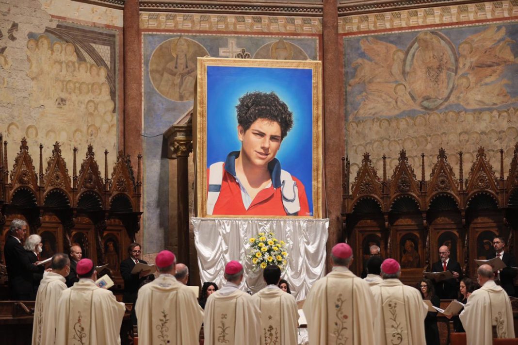 God's Influencer, An image of Carlo Acutis was unveiled at his beatification Mass in Assisi, Italy Oct. 10, 2020. DANIEL IBANEZ/CNA