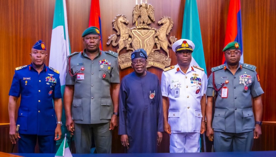 President Tinubu and Service Chiefs, security leadership