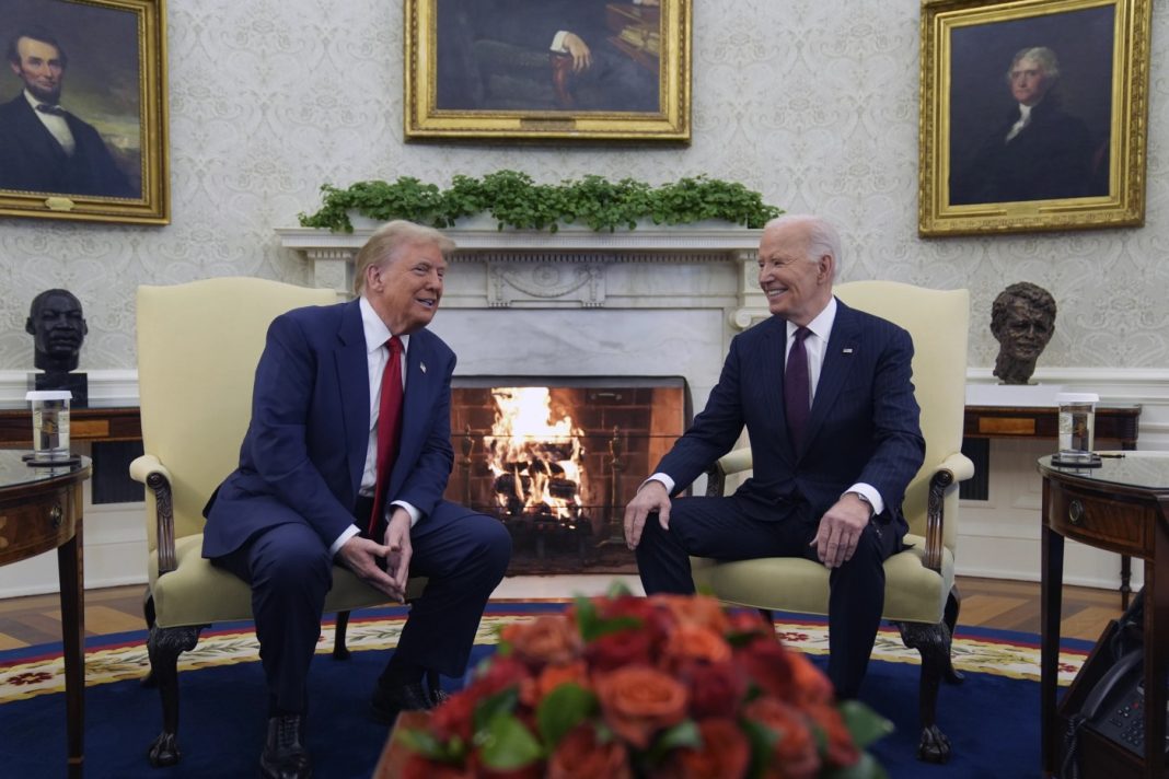 President Joe Biden and President Elect Donald Trump in the Oval Office of the White House on Wednesday, November 13, 2024 in Washington, DC. | AP Photo/Evan Vucci