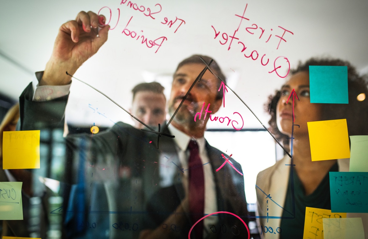 woman making presentation, office, work