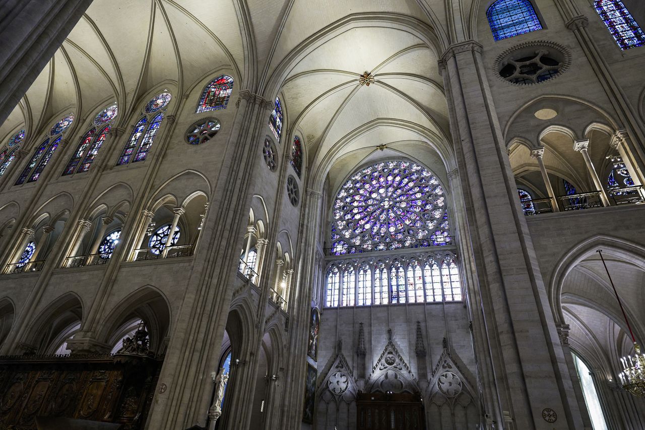 This photograph shows the newly restored South Rose window of Notre Dame cathedral. | Stephane de Sakutin/AFP/Getty Images