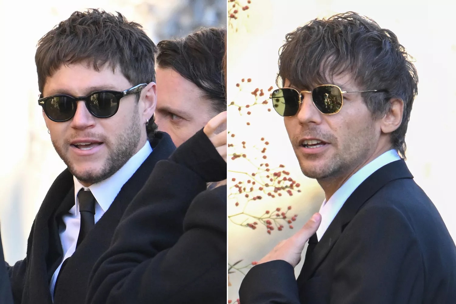 Niall Horan and Louis Tomlinson arrive at Liam Payne's funeral service for One Direction bandmate, Liam Payne, held at St Mary’s Church, Amersham, northwest of London on Wednesday, November 20, 2024. | Karwai Tang/Wireimage