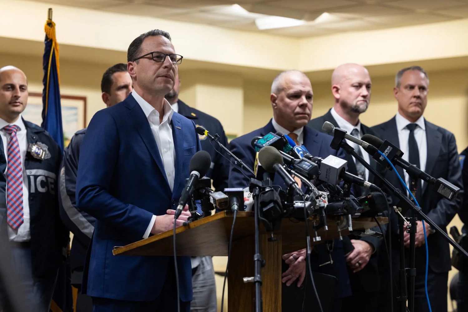 Governor Josh Shapiro of Pennsylvania said at a news conference on Monday, Dec. 9, 2024 that Luigi Mangione has been in Pennsylvania for several days, including time in Pittsburgh. | Rachel Wisniewski/The New York Times