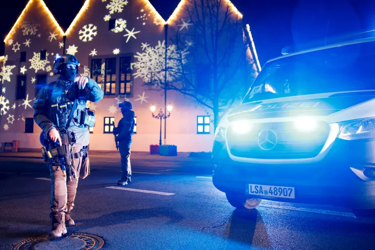 Police cordon off a Christmas market in Magdeburg, Germany, on December 20, 2024 after a car rammed into a crowd of people. | Axel Schmidt/Reuters