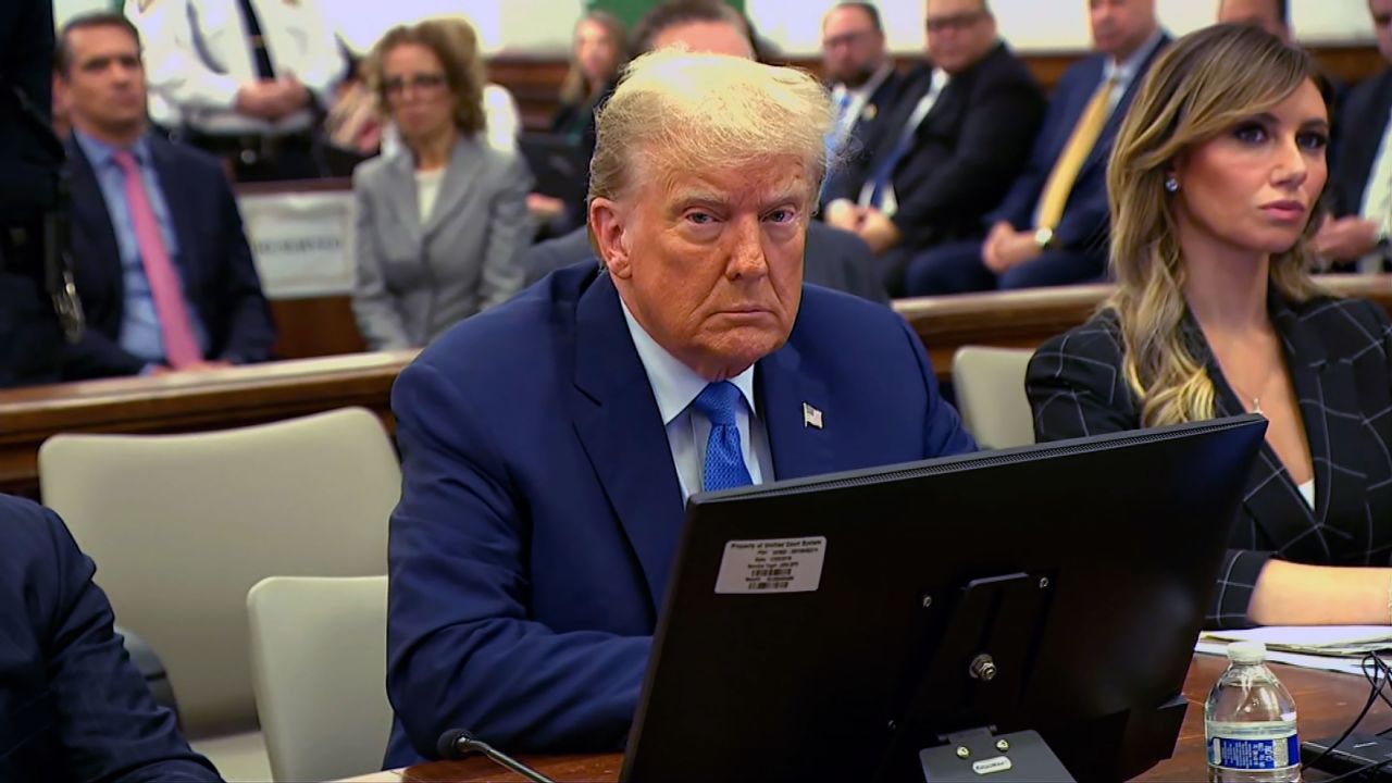 Former President Donald Trump at New York Supreme Court on Monday. Pool