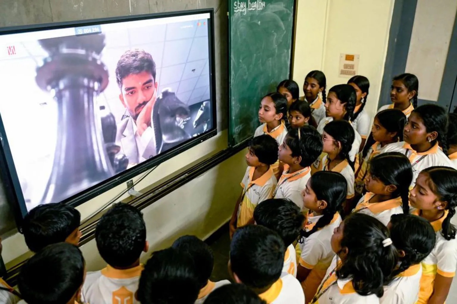 Gukesh's chess games have been live streamed to some schools in India. | AFP