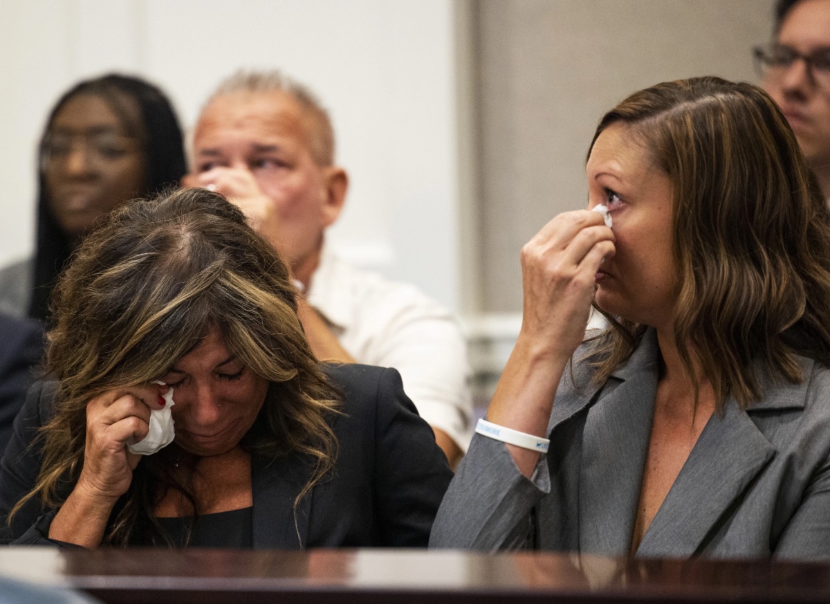 newlywed bride, crash, FILE: Lisa Miller (left), and her daughter, Mandi Jenkins, wipe their tears after testifying during a bond heading for Jamie Lee Komoroski on August 1, 2023, at the Charleston County Courthouse in Charleston, South Carolina.