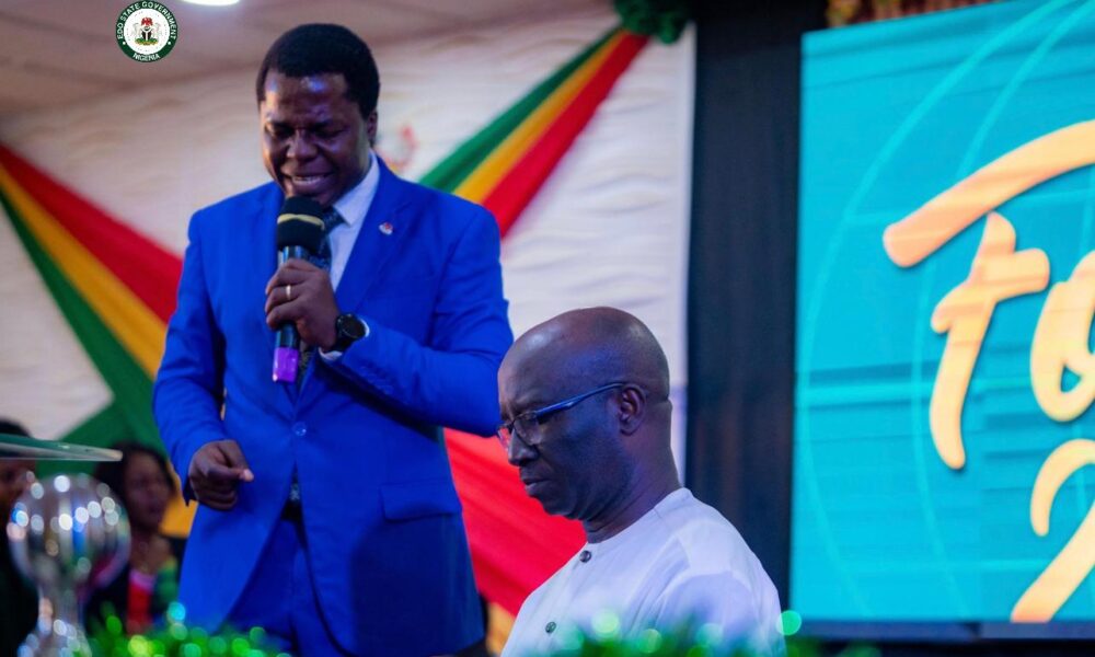 Edo Governor Monday Okpebholo pictured at the Sunday service on December 1, 2024. | Edo Gov't Photo