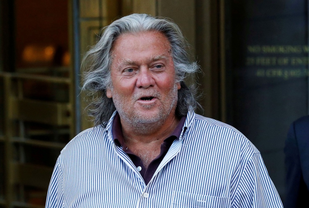 Strategist Steve Bannon exits the Manhattan 