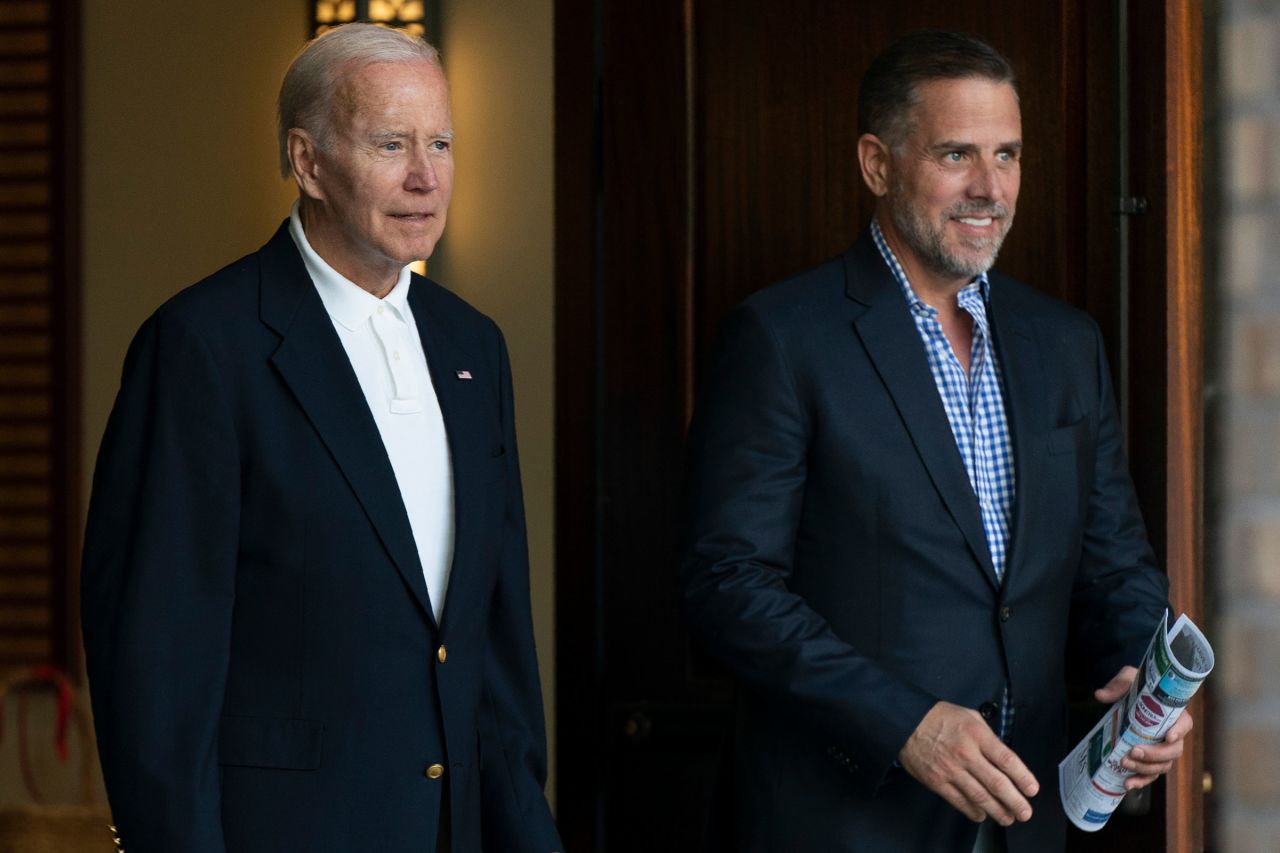 President Joe Biden and his son Hunter Biden leave Holy Spirit Catholic Church in Johns Island, South Carolina, in August 2022. Manuel Balce Ceneta/AP