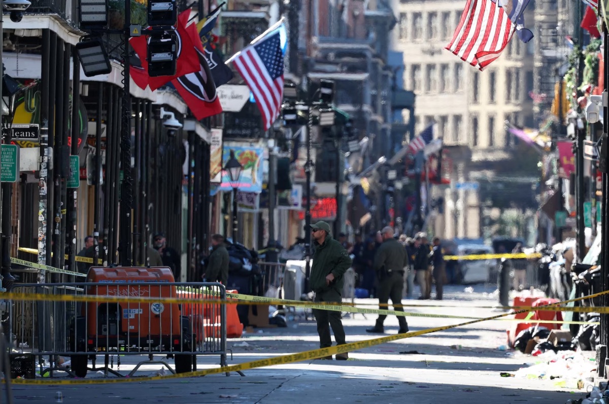 Members of the FBI and New Orleans Police work the scene on Bourbon Street after a person allegedly drove into a crowd in the early morning hours of New Year's Day on January 1, 2025 in New Orleans, Louisiana.Chris Graythen/Getty Images