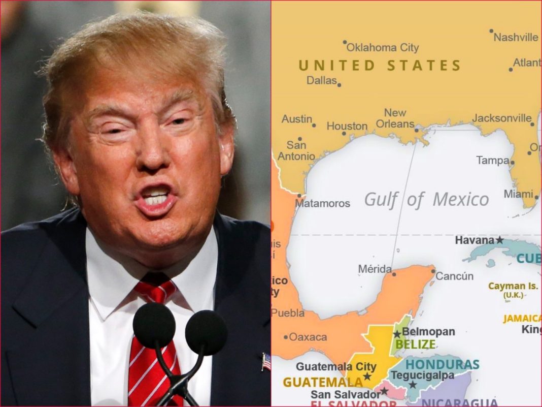 Gulf of Mexico, Composite: President Elect Donald Trump, Map of the Gulf of Mexico | Getty Images, On the World Map