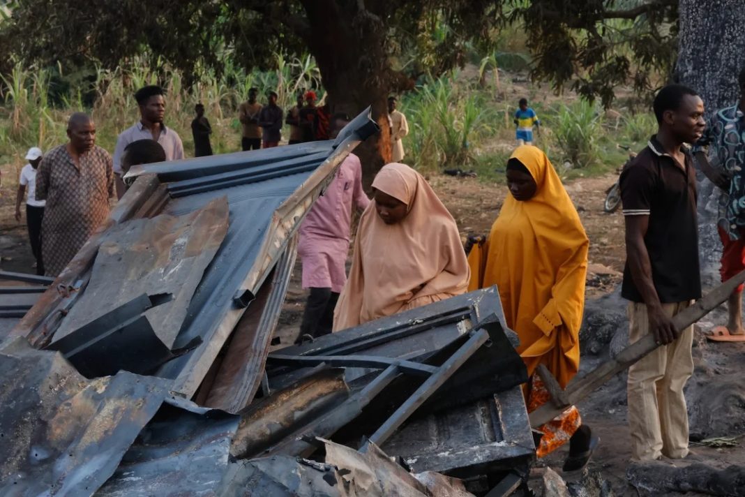 Niger State, Scene of the petrol tankers explosion in Dikko, Niger State, Nigeria, on January 18, 2025. | next24online/NurPhoto via Getty Images