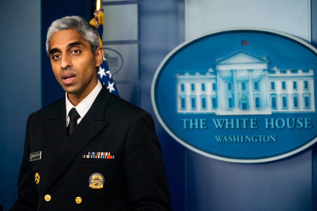 U.S. Surgeon General Vivek H. Murthy speaks at the White House about health misinformationon July 15, 2021. (Demetrius Freeman/The Washington Post)