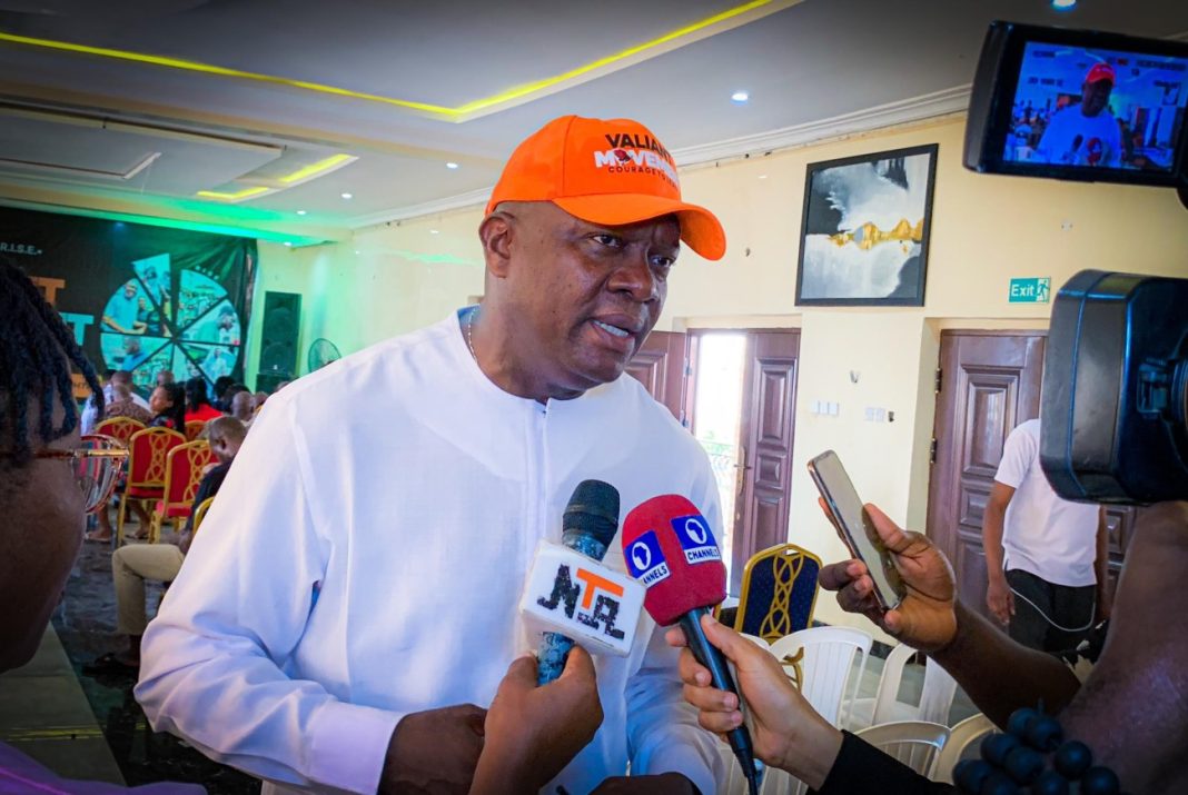 Valentine Ozigbo speakes to the media at the launch of the Valiant Movement in Awka, Anambra State on February 22, 2025. | The Trent/Clinton Oguh